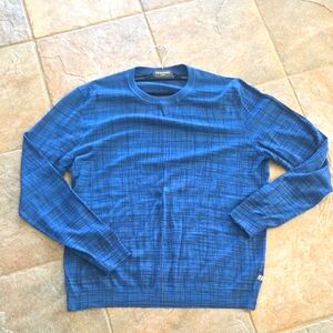 Z Zegna Textured Blue Crewneck Sweater